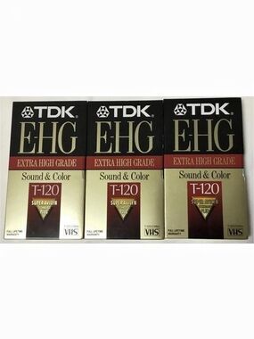 TDK EHG T-120 VHS Blank Tapes 3-Pack NWT